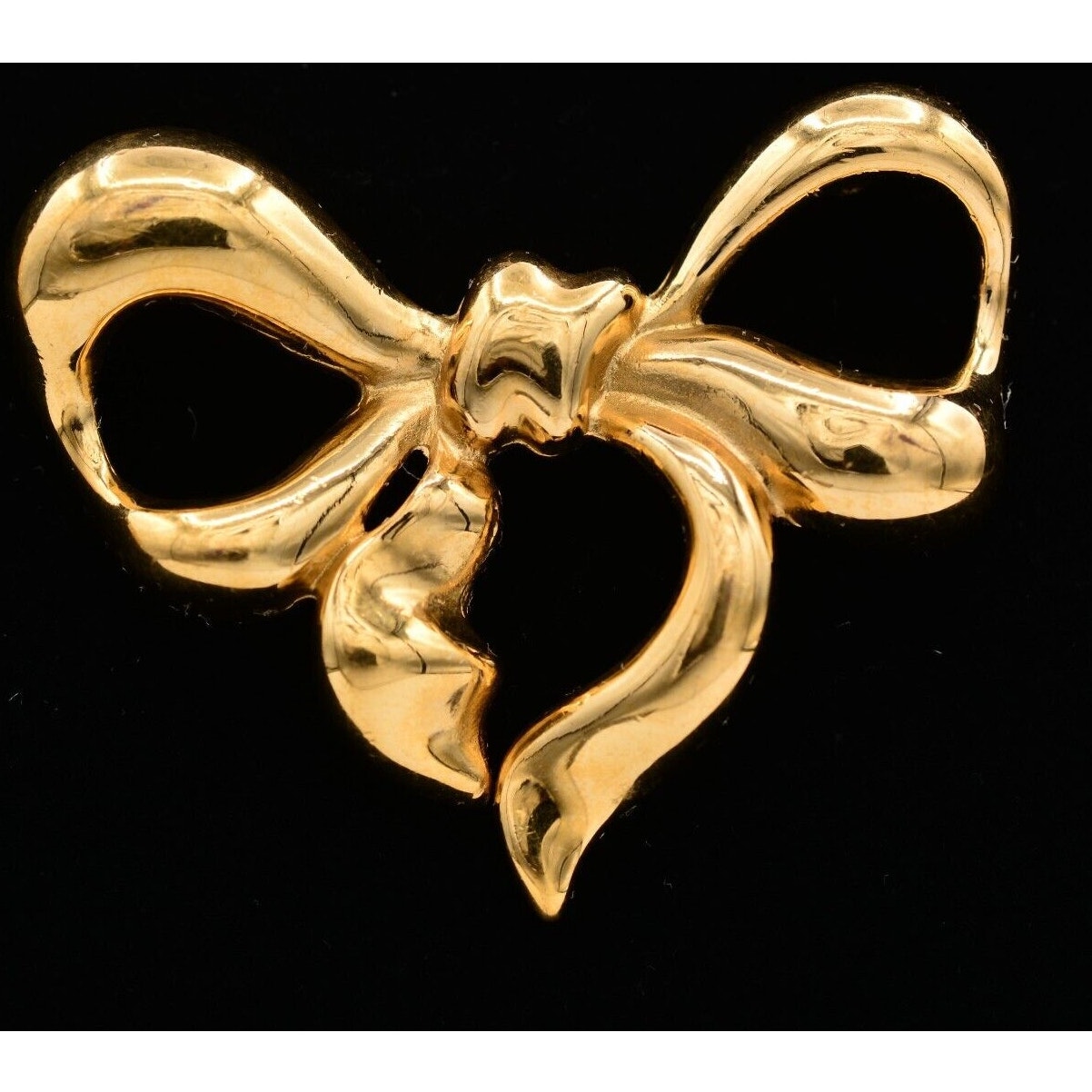 Givenchy Vintage Bow Pin Brooch Gold Large Chunky Runway Signed 1980s Bin5a